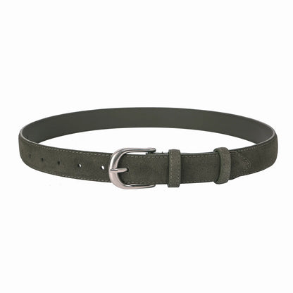 Fashion Suede Cowhide Women‘s Belts Genuine Leather 2.8cm Wide Belt Metal Buckle Women Belt Matched Dress Jeans Skinny Girdle