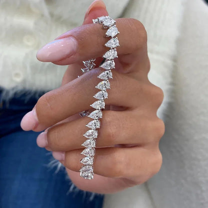 Certified 0.5carat Pear Cut Moissanite Diamond Tennis Bracelets for Women 925 Sterling Silver Waterdrop Shape Wrist Chain