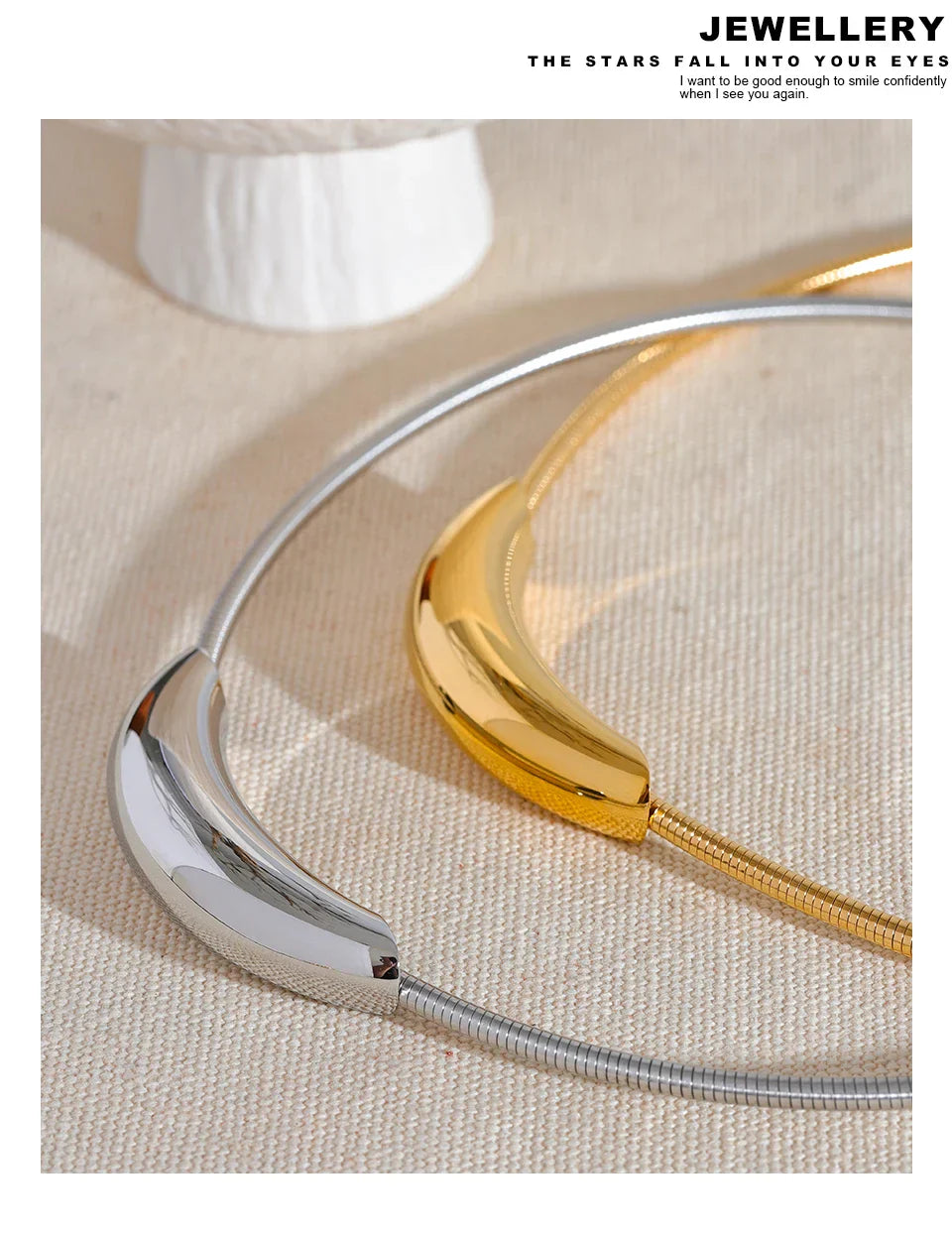 Waterproof Stainless Steel Popular Choker Light Necklace Women Statement Metal 18K Gold Plated Trendy Fashion Jewelry