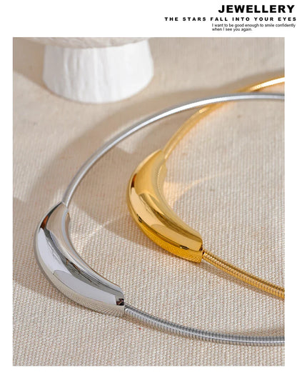 Waterproof Stainless Steel Popular Choker Light Necklace Women Statement Metal 18K Gold Plated Trendy Fashion Jewelry