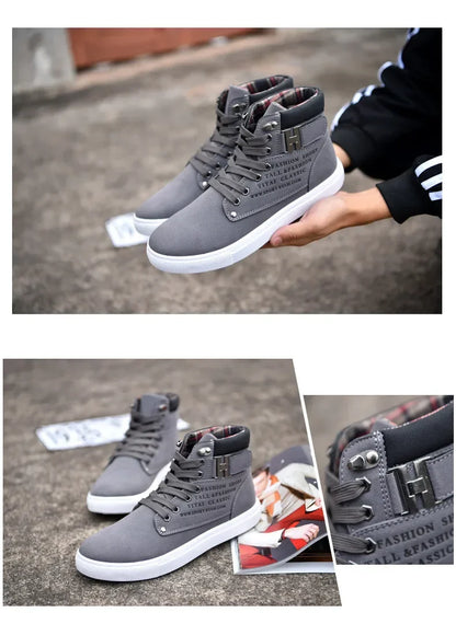 Men's Boots  New Korean Version Men's Shoes High Top Skateboard Shoes Retro Platform Casual Lace Up Men Fashion Boots 2025