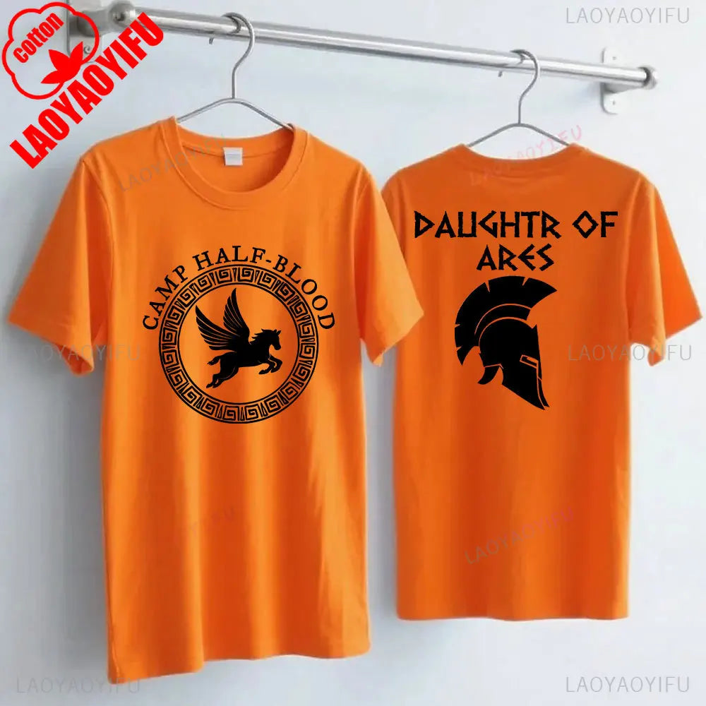 Camp Half Blood Men Women T-shirt 2 Sided TShirt Summer Greek Mythology Zeus Athena's Daughter Print Halloween Orange Tops