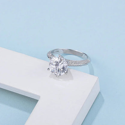 5 Carat Moissanite Wedding Rings For Women 925 Sterling Silver Eternity with White Gold Plated Band Engagement Jewelry