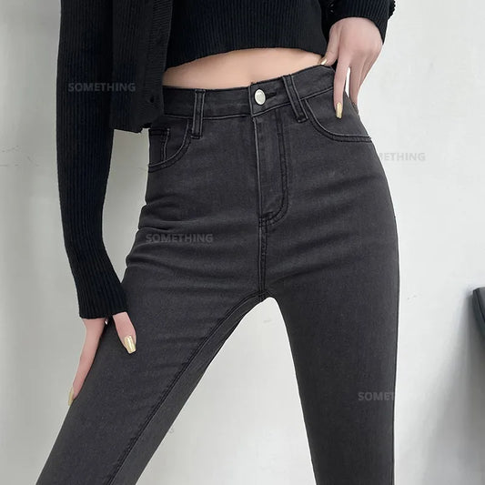 Skinny Jeans for Woman Super Stretch Blue Gray Denim Pants