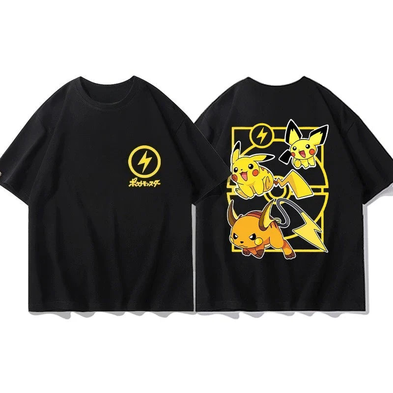 Short Sleeve T-Shirt Gengar Psyduck Mewtwo Printed Men's Boys and Girls Summer New Fashion Top