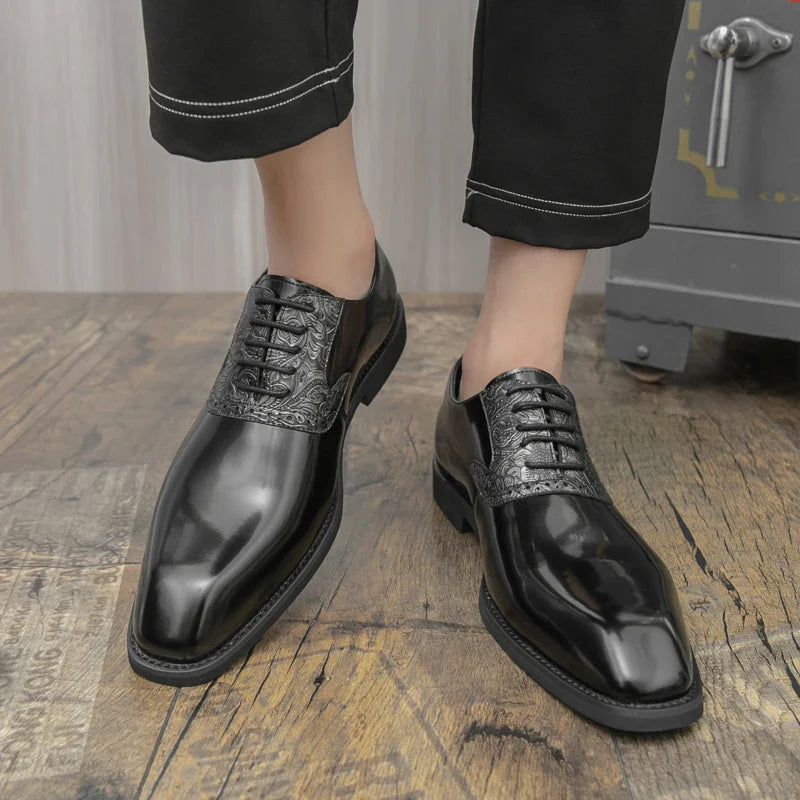 Fashion Designer New Men's Pointed Lace Up Oxford Shoes Male Wedding Dress Homecoming Formal Wedding Footwear