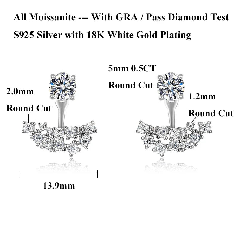 2 in 1 Pear Marquise Cut Moissanite Stud Earrings for Women S925 Silver Full Lab Diamond Dainty Pierced Ear Fine Jewelry