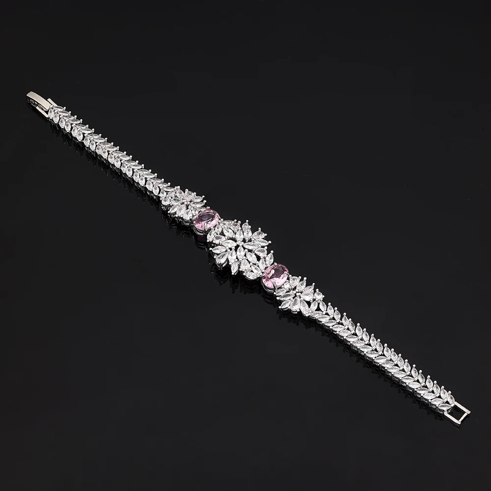 2025 Novo Conjunto de Joias Femininas para Festa de 4 Peças com Zircônia para Noiva, Conjunto de Colar de Casamento de Cristal de Luxo Dubai Nigéria CZ