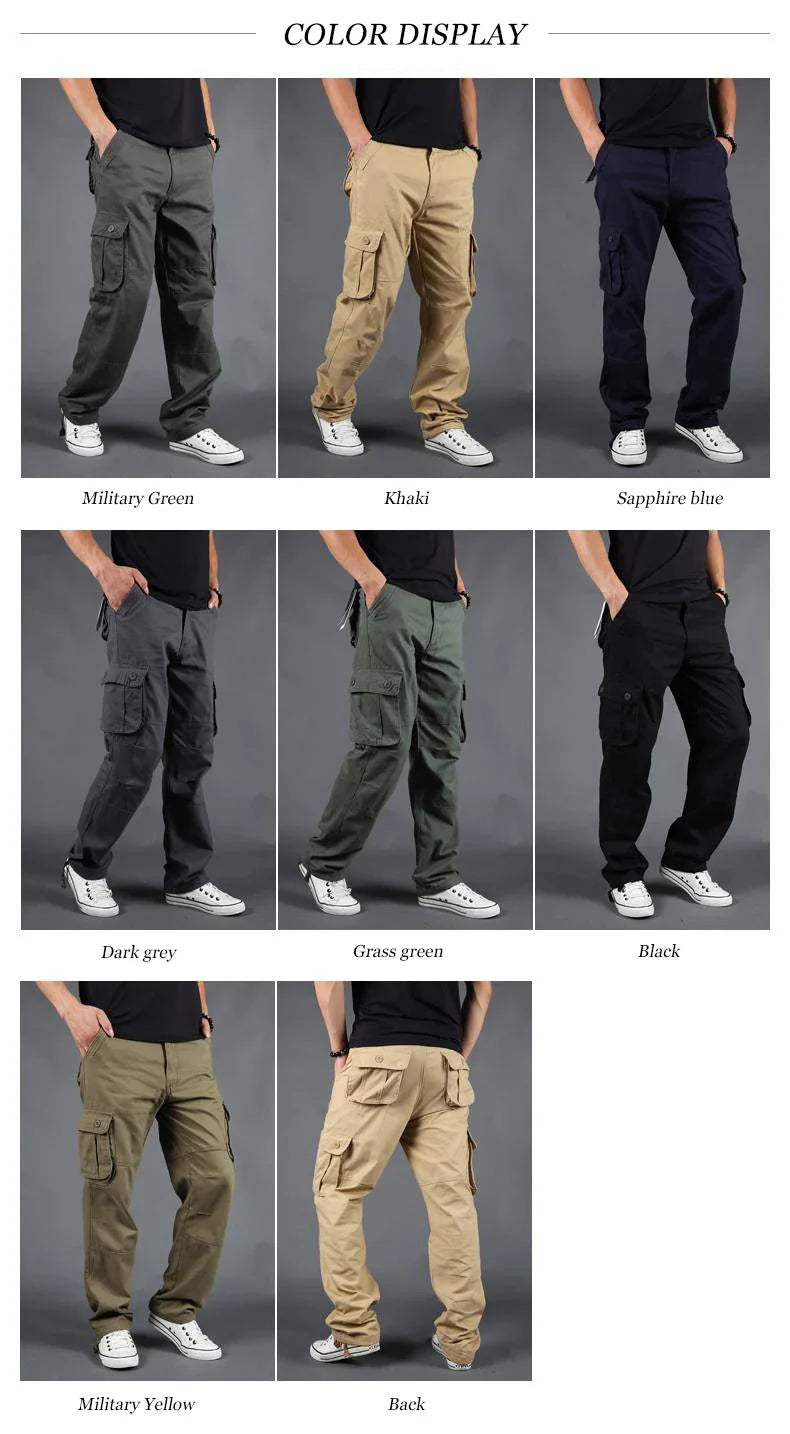 Men's Pants Large Size Multi-pocket Loose Overalls Outdoor Sports Training Jogging Casual Pants Loose And Comfortable