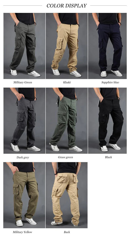 Men's Pants Large Size Multi-pocket Loose Overalls Outdoor Sports Training Jogging Casual Pants Loose And Comfortable
