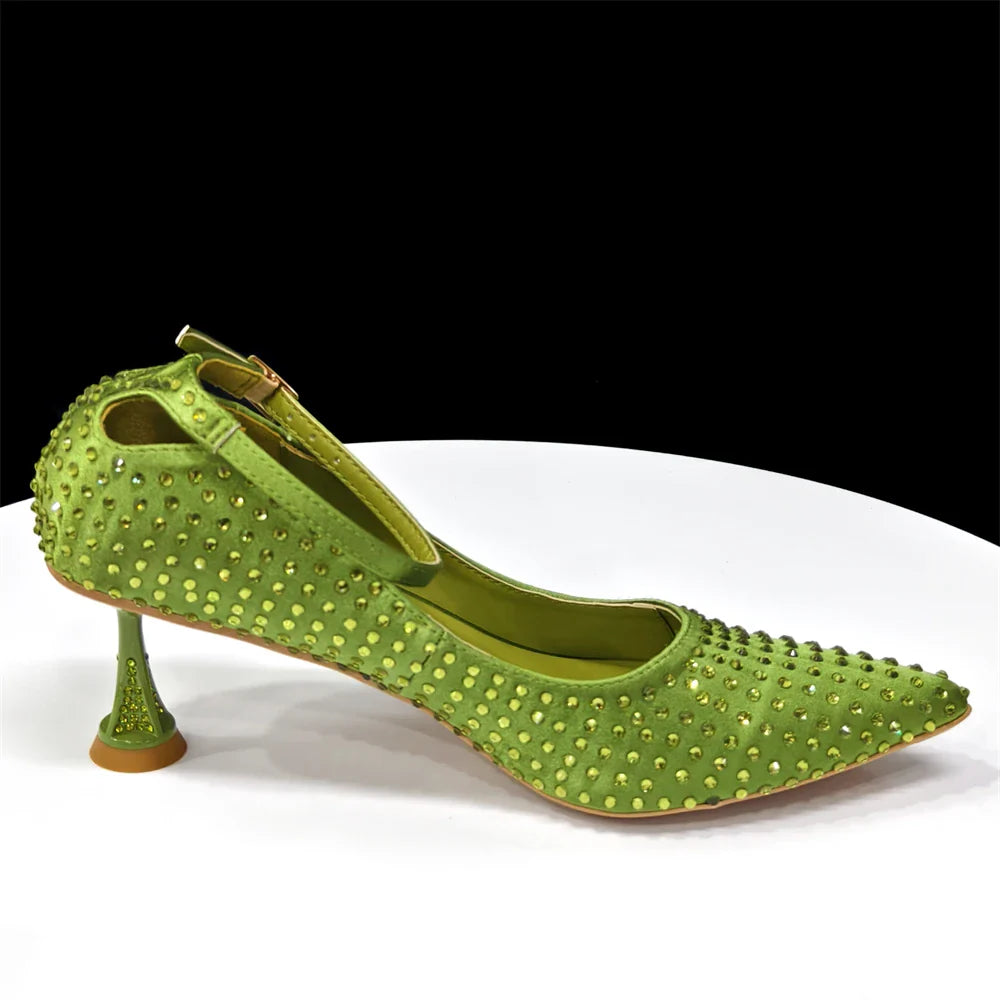 Women's Heels and Bag Set – Elegant Rhinestone Designer Shoes for Weddings & Special Occasions