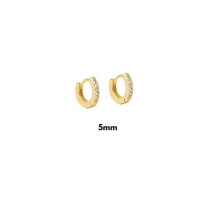 925 Sterling Silver Gold Zircon CZ 5mm 6mm 7mm 8mm To 13mm Huggies Hoops Piercing Pendiente Clips Luxury Fine Jewelry