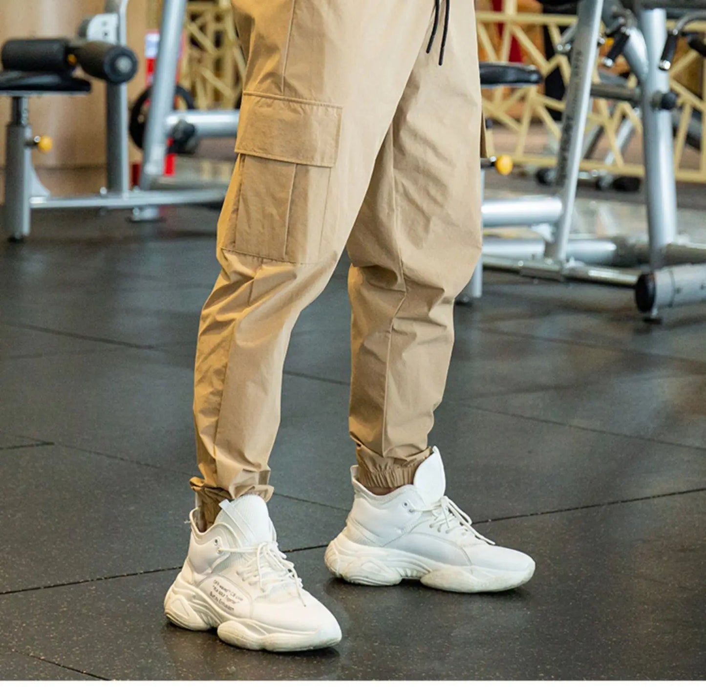 Mens Fast Dry Stretch Long Pants Elastic Waist Casual Drawstring Solid Color Ice Silk for Male Business Fashion Sports Trousers