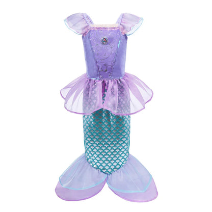 Princess Dress for Girls Elsa Anna Cosplay Costume Kids Jasmine Belle Cinderella Aurora Halloween Christmas Party Elegant Dress