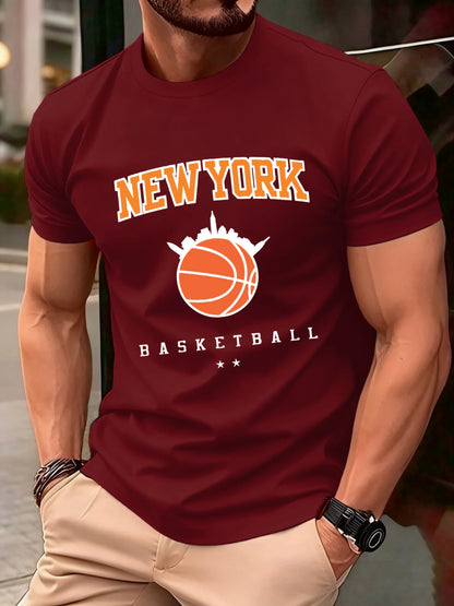 New York Basketball Game Print Men T Shirts Hip Hop O-Neck T-Shirt Soft Cotton Male Sportswear Casual Comfortable Clothes