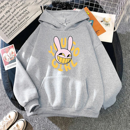 Hoodie Fashion Women Harajuku Funny Cute Rabbit Hoodie Unisex Cartoon Vintage Pullover Sweatshirt