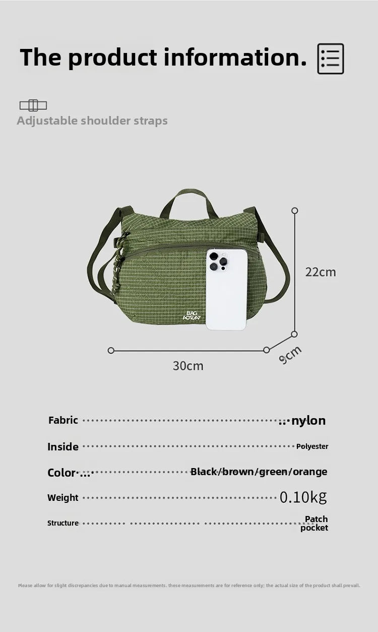 Nylon Cloth Daily Commute Messenger Bag Lightweight Hand Bag Sports Shoulder Bag Casual Anti-splashing Messenger Bag