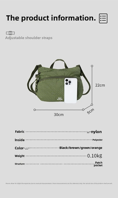 Nylon Cloth Daily Commute Messenger Bag Lightweight Hand Bag Sports Shoulder Bag Casual Anti-splashing Messenger Bag