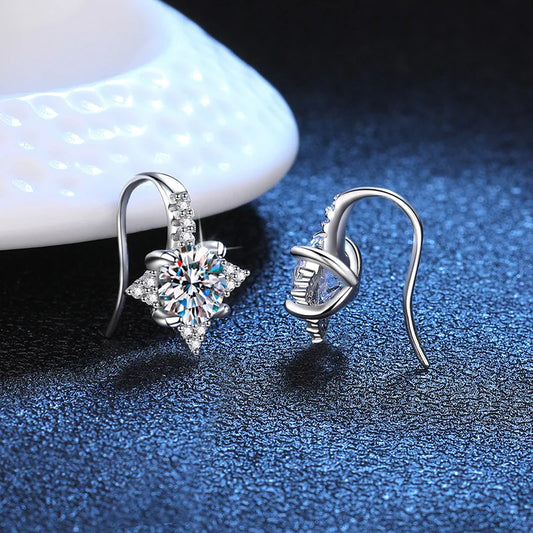 Trendy D Color 0.5-1CT Moissanite Stud Earrings For Women S925 Sterling Silver Diamond Stud Earring Ear Hook Fine Jewelry