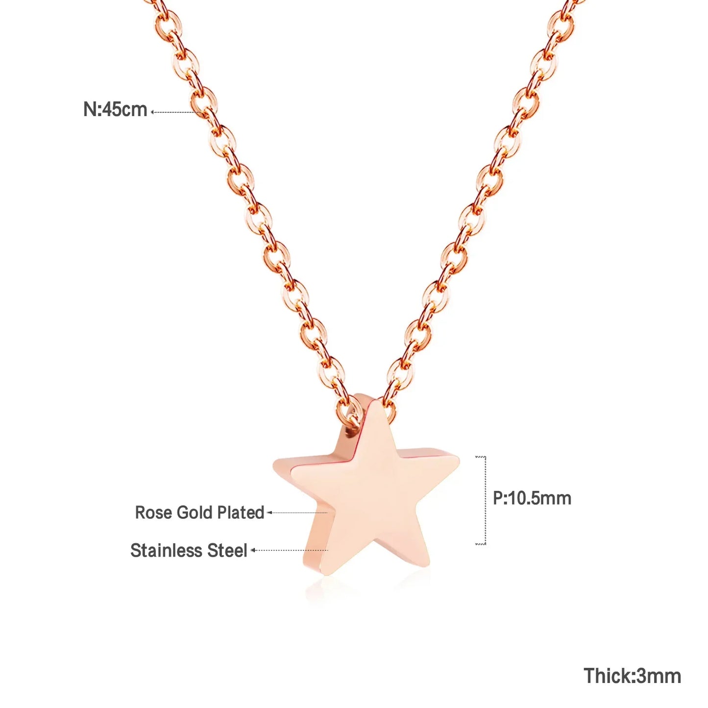 Heart Star Moon Pendant Necklaces Tiny Charms Stainless Steel Choker Women/Girls Y2K Sweater Boho Jewelry Collares