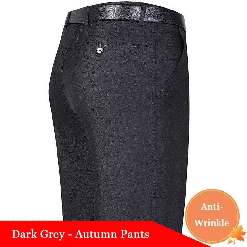 Men's Summer Dress Pants Grey Formal Classic Business Suit Pants Casual Dress Suit Office Work Slim Fit Male Trousers GOZBKF