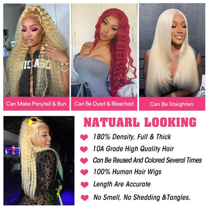 Lace Front Human Hair Wigs30 38 Inches Deep Wave Wigs 613 Honey Blonde Color 13x4 13x6 Lace Frontal Curly Wave Wigs For Woman