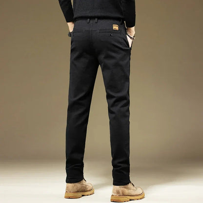 Men's Pants Casual Cotton Solid Color Spring Autumn Straight Business Work Pants High Quality Fashion Black Grey Trousers