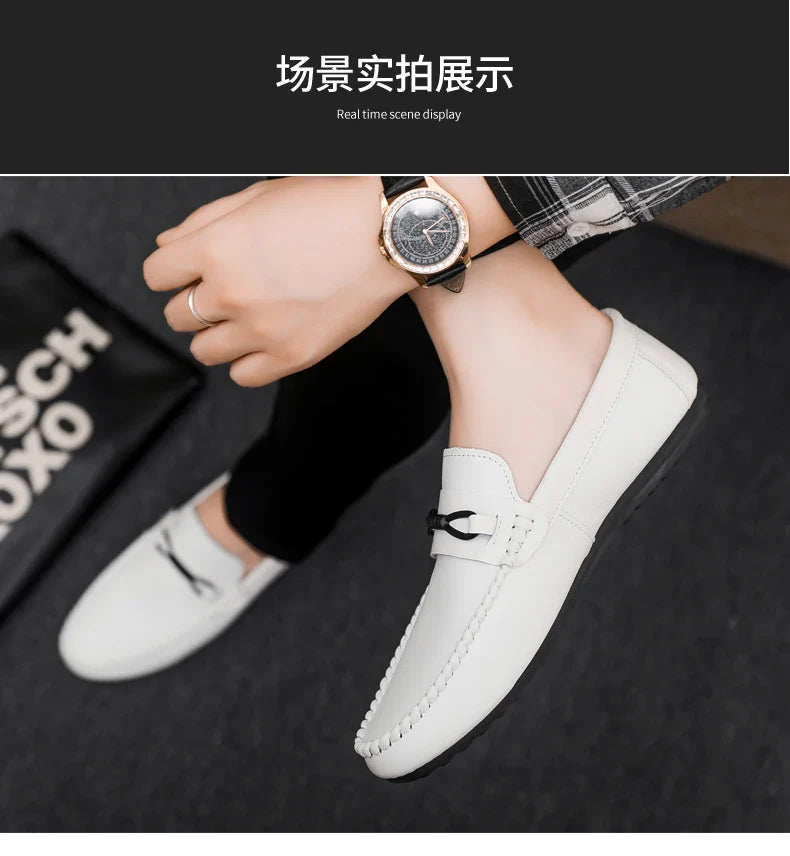 Mocassins Minimalistas Masculinos Sapatos Casuais de Couro Confortáveis Para Homens Sapatos de Condução Antiderrapantes Sapatos de Escritório Slip-on Tamanho Grande 46