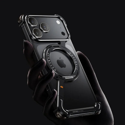 Metal Magnetic Phone Case for iPhone 17 Pro Max/17 Pro/17 Air Magsafe 360°Rotate Stand Frameless Shockproof Protector Cover