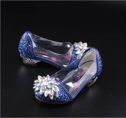 Fashion Cinderella Crystal Bright Diamond Shoes Girl Princess Single Shoes Girl Performance High Heels Shoes