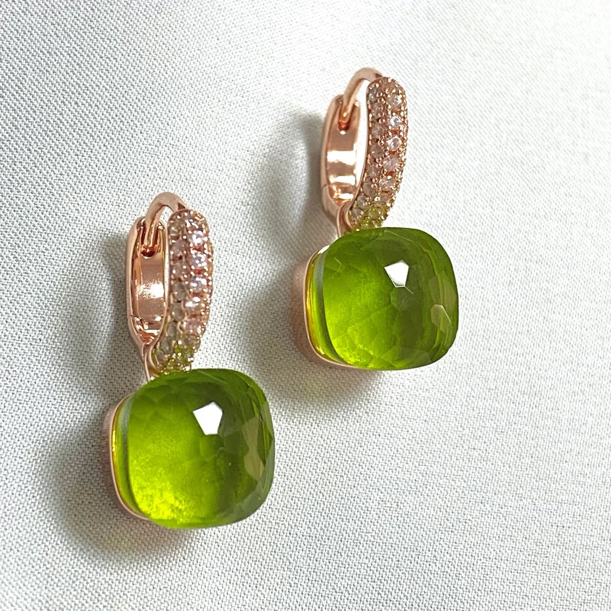 Classic Candy Color Earrings Inlay Transparent Zircon 27Colors Crystal Earrings Rose Gold Plated Fashion Jewelry For Women