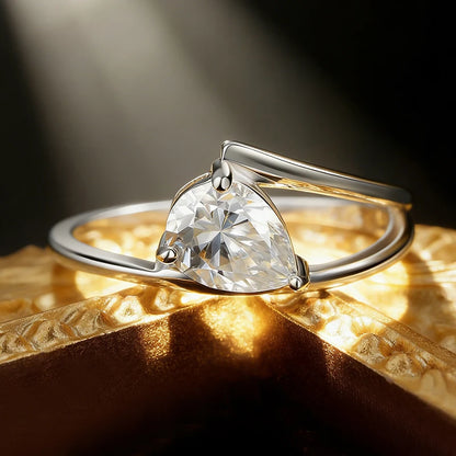 GRA Certified D VVS1 Pear Cut Moissanite Rings for Women 6x8mm Lab Diamond S925 Sterling Sliver Wedding Engagement Ring