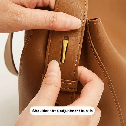 Lady Women Hobo Bucket Bag Split Leather Fashion Shoulder Bags Large Capacity Handbag Wide Adjustable Strap Female Bags