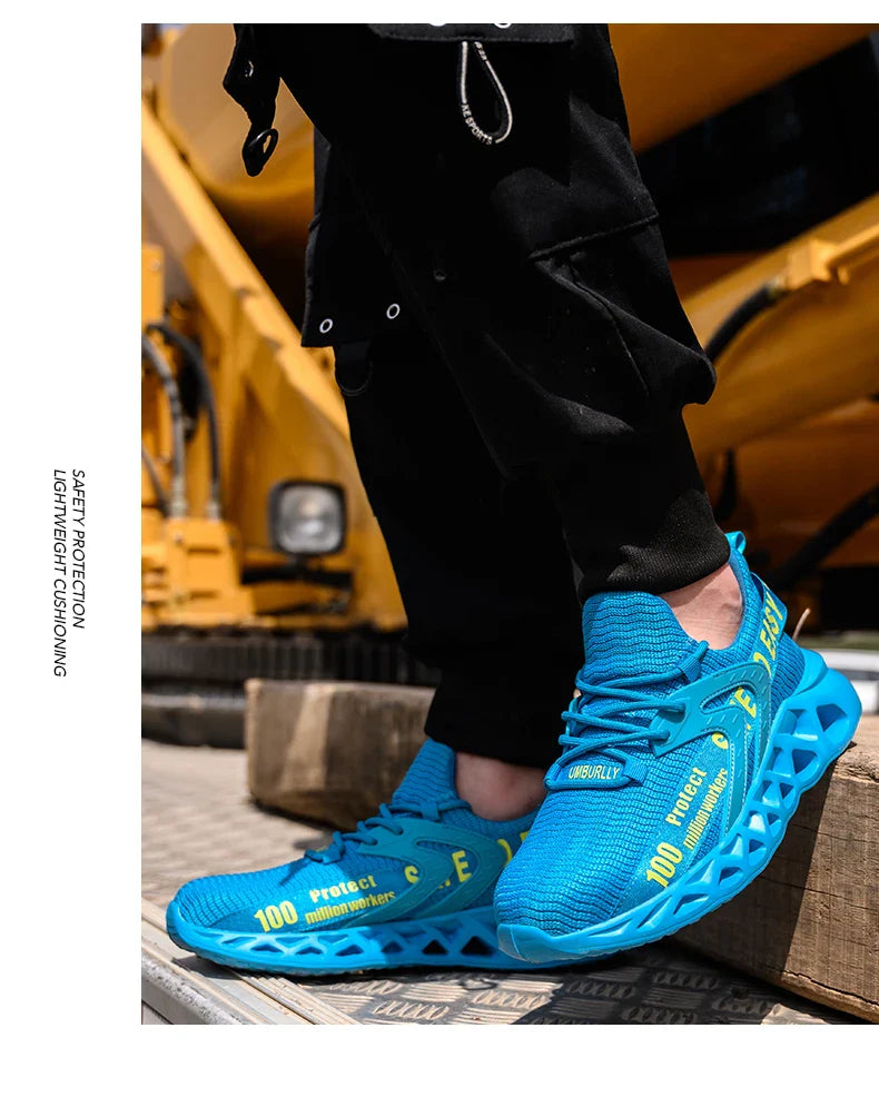 Work Safety Shoes For Men Lightweight Protective Work Sneakers Lightweight Men Shoes Breathable Shoes Anti-Puncture Work Shoe