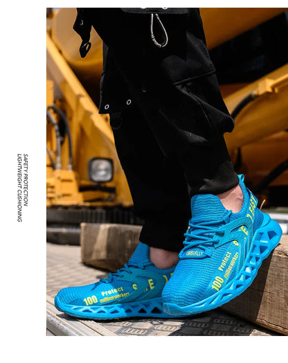 Work Safety Shoes For Men Lightweight Protective Work Sneakers Lightweight Men Shoes Breathable Shoes Anti-Puncture Work Shoe