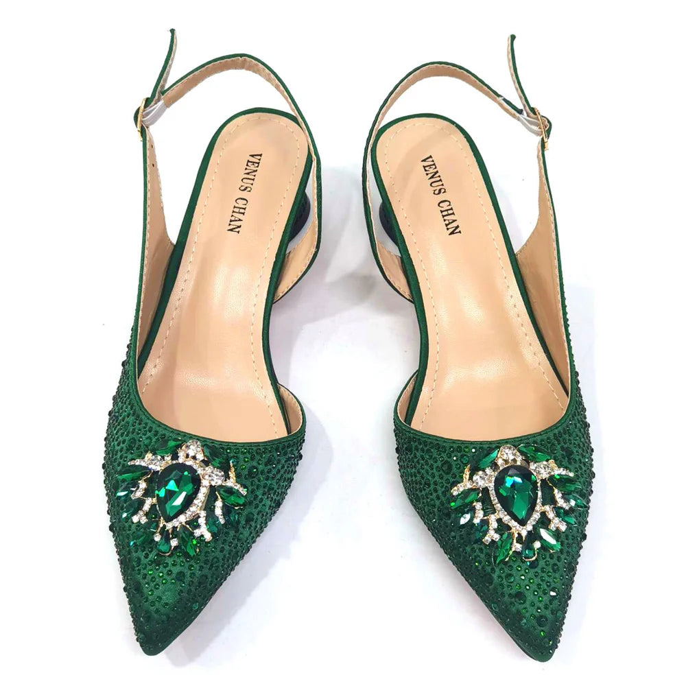Fashionable Red Color Pointed Top Ladies Shoes Matching Bag Set For Nigerian Women Wedding Party Pump