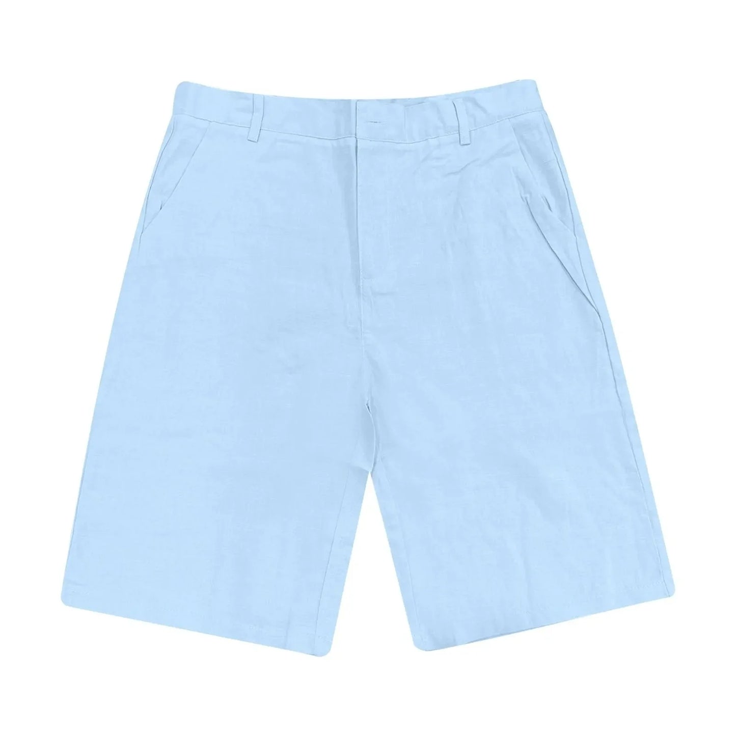 2025 Summer Cotton Linen Shorts for Men Solid Casual Button Pocket Beach Shorts Men's Comfortable Simple Vacation Leiture Pants