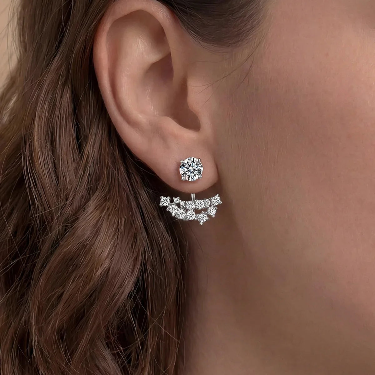 2 in 1 Pear Marquise Cut Moissanite Stud Earrings for Women S925 Silver Full Lab Diamond Dainty Pierced Ear Fine Jewelry