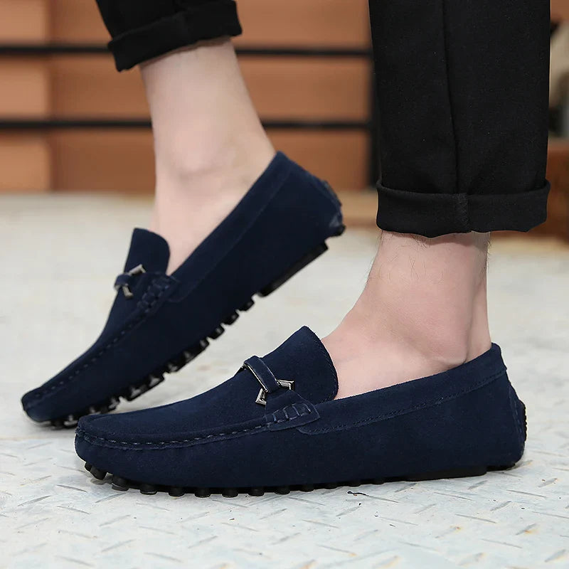 Genuine Leather Men Casual Shoes High Quality Suede Slip on Man Loafers Flats Soft Non Slip Mens Driving Shoes Size 38-46