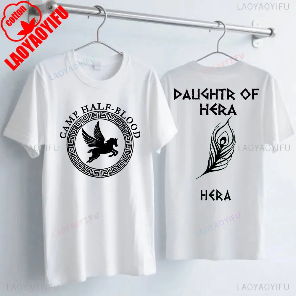 Camp Half Blood Men Women T-shirt 2 Sided TShirt Summer Greek Mythology Zeus Athena's Daughter Print Halloween Orange Tops