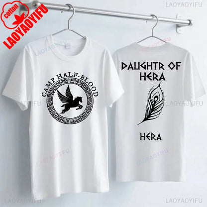Camp Half Blood Men Women T-shirt 2 Sided TShirt Summer Greek Mythology Zeus Athena's Daughter Print Halloween Orange Tops