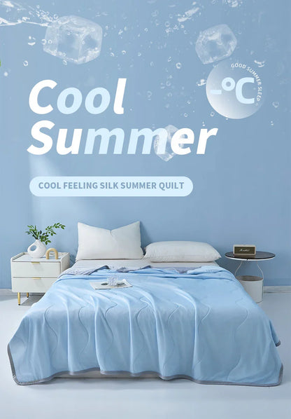 2025 new solid color simple wave grid ice cream cool silk summer blanket machine washable single air conditioner quilt