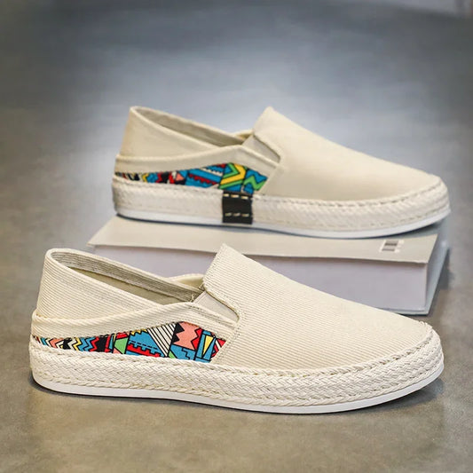 Sapatilhas Casuais Masculinas de Lona Tênis Masculino Slip-on Vulcanizado Confortáveis Sapatilhas Masculinas Mocassins Sapatos de Condução Zapatos Hombre