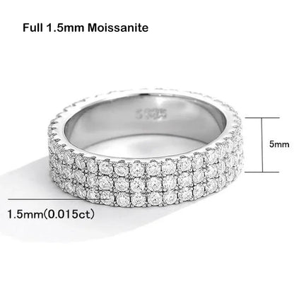 Luxury 2.2cttw 3mm Moissanite Full Enternity Diamond Engagement Ring For Women S925 Silver Wedding Band Rings Fine Jewelry
