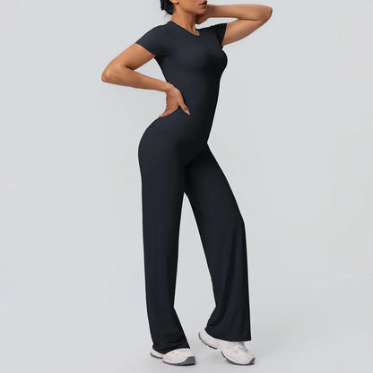 Fitness Sports Workout Yoga Set for Women Naked Feel Slim Casual Workout Top T-Shirt Quick Drying Push Up Running Pants Yoga Set