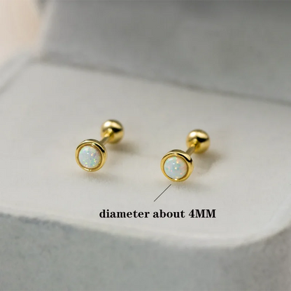 925 Sterling Silver Simple Luxury Opal Screw Bead Stud Earrings for Women Fashion Ear Bone Piercing Jewelry Accessories