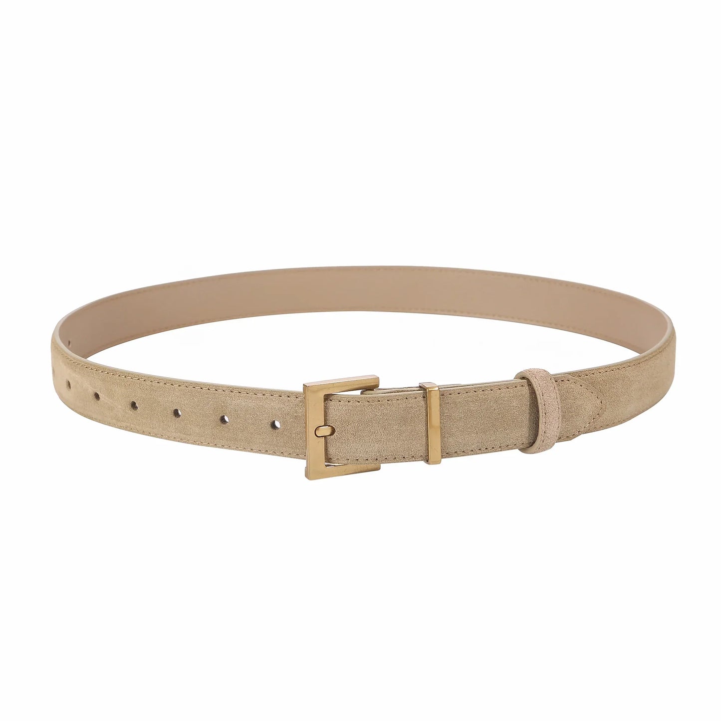 Trendy Cowhide Suede Belt for Women Casual Jeans Dress, Genuine Leather Belts with Square Alloy Buckle Waistband