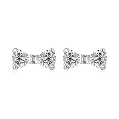 925 Sterling Silver Animals Cute Paws Rainbow Stud Earrings For Women Heart Oval Flower Zircon Crab Ear Studs Jewelry Gift