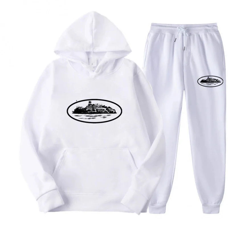 Loose Unisex Fleece-lined Printed Sweatshirt Hoodie Set Devil Prisoner Pattern New Female Casual Comfortable T
