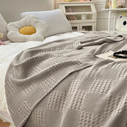 Cotton Throw Blanket Soft Breathable Waffle Blanket for Twin Queen King Bed Decorative Plaid Sofa Blankets Summer Throws